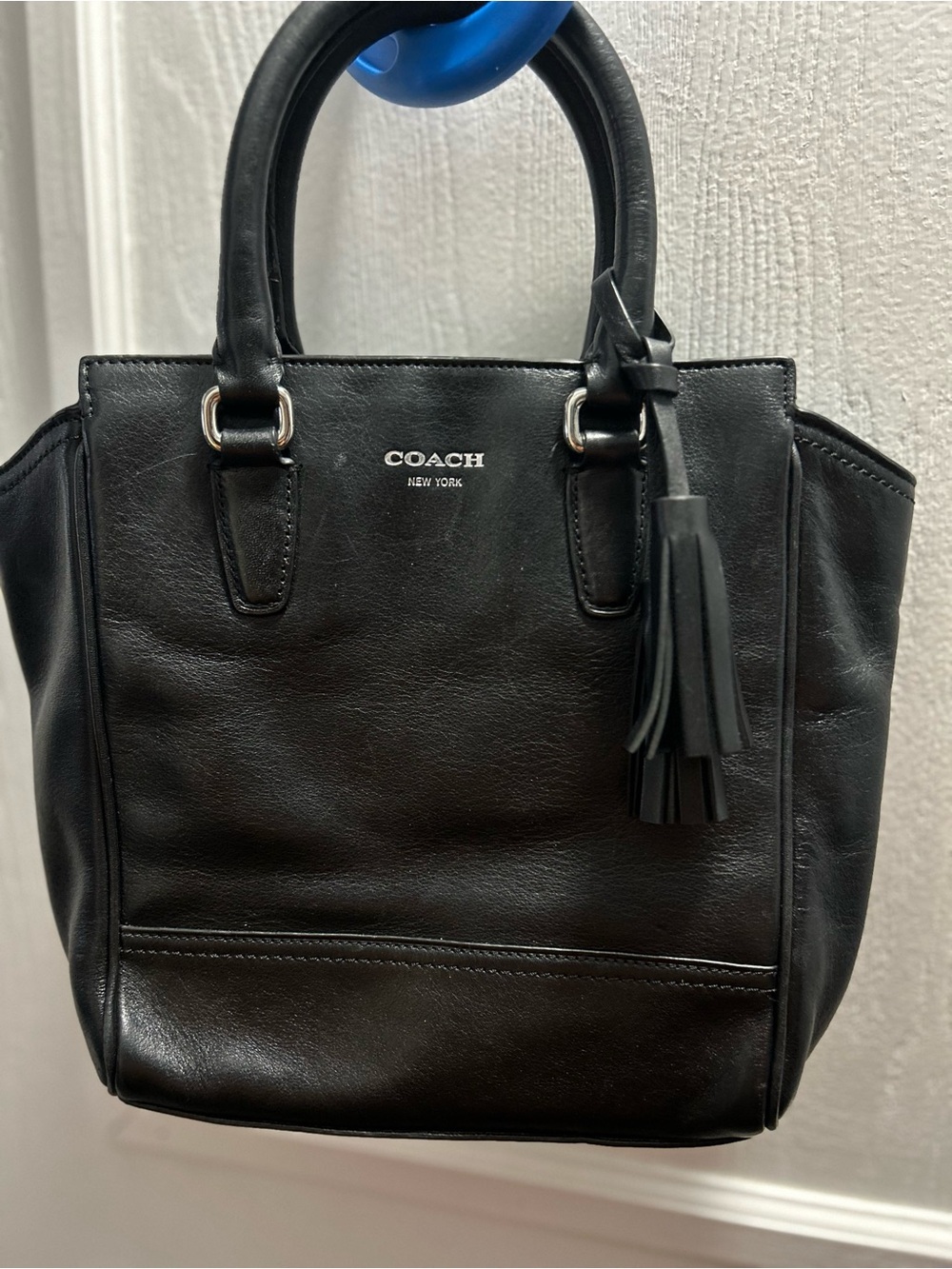 Coach Black Leather Satchel with Tassel Accent
